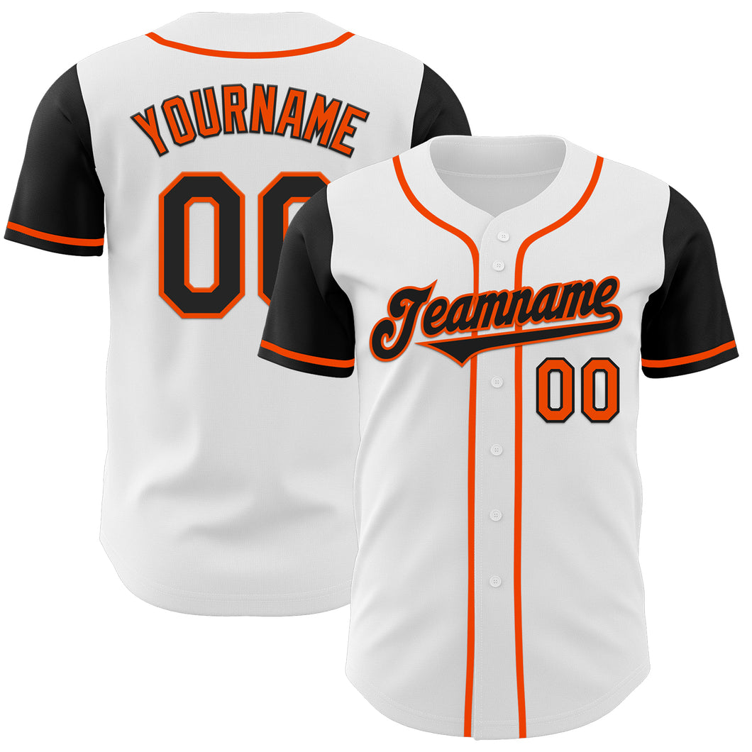 Custom White Black-Orange Authentic Two Tone Baseball Jersey