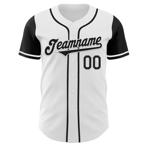 Custom White Black Authentic Two Tone Baseball Jersey