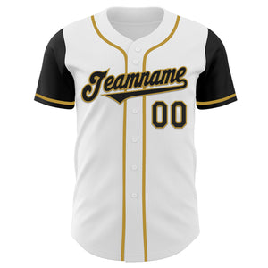 Custom White Black-Old Gold Authentic Two Tone Baseball Jersey