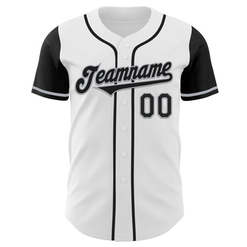 Custom White Black-Gray Authentic Two Tone Baseball Jersey