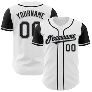 Custom White Black-Gray Authentic Two Tone Baseball Jersey