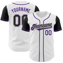 Загрузить изображение в средство просмотра галереи, Custom White Black-Purple Authentic Two Tone Baseball Jersey
