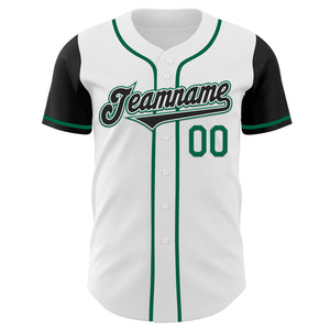 Custom White Black-Kelly Green Authentic Two Tone Baseball Jersey