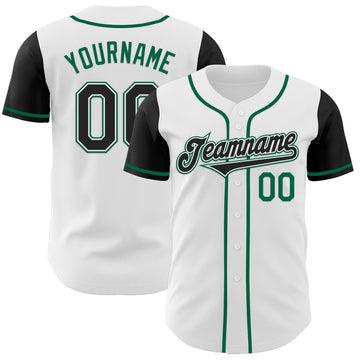 Custom White Black-Kelly Green Authentic Two Tone Baseball Jersey