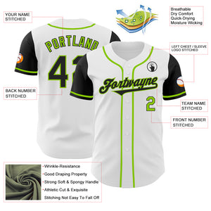 Custom White Black-Neon Green Authentic Two Tone Baseball Jersey