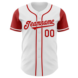 Custom White Red Authentic Two Tone Baseball Jersey