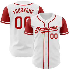 Custom White Red Authentic Two Tone Baseball Jersey