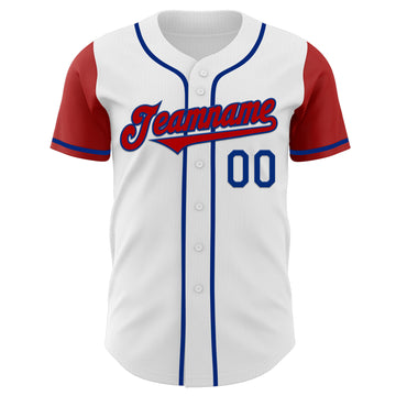 Custom White Red-Royal Authentic Two Tone Baseball Jersey