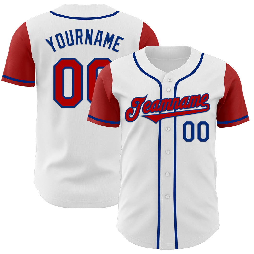 Custom White Red-Royal Authentic Two Tone Baseball Jersey