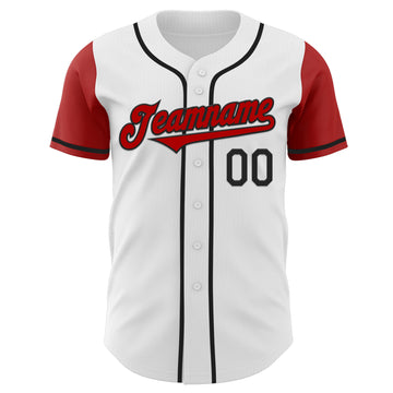 Custom White Red-Black Authentic Two Tone Baseball Jersey