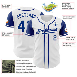 Custom White Royal Authentic Two Tone Baseball Jersey