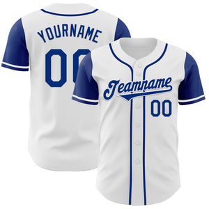 Custom White Royal Authentic Two Tone Baseball Jersey