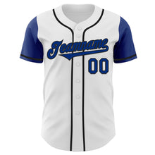 Laden Sie das Bild in den Galerie-Viewer, Custom White Royal-Black Authentic Two Tone Baseball Jersey
