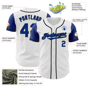 Custom White Royal-Black Authentic Two Tone Baseball Jersey