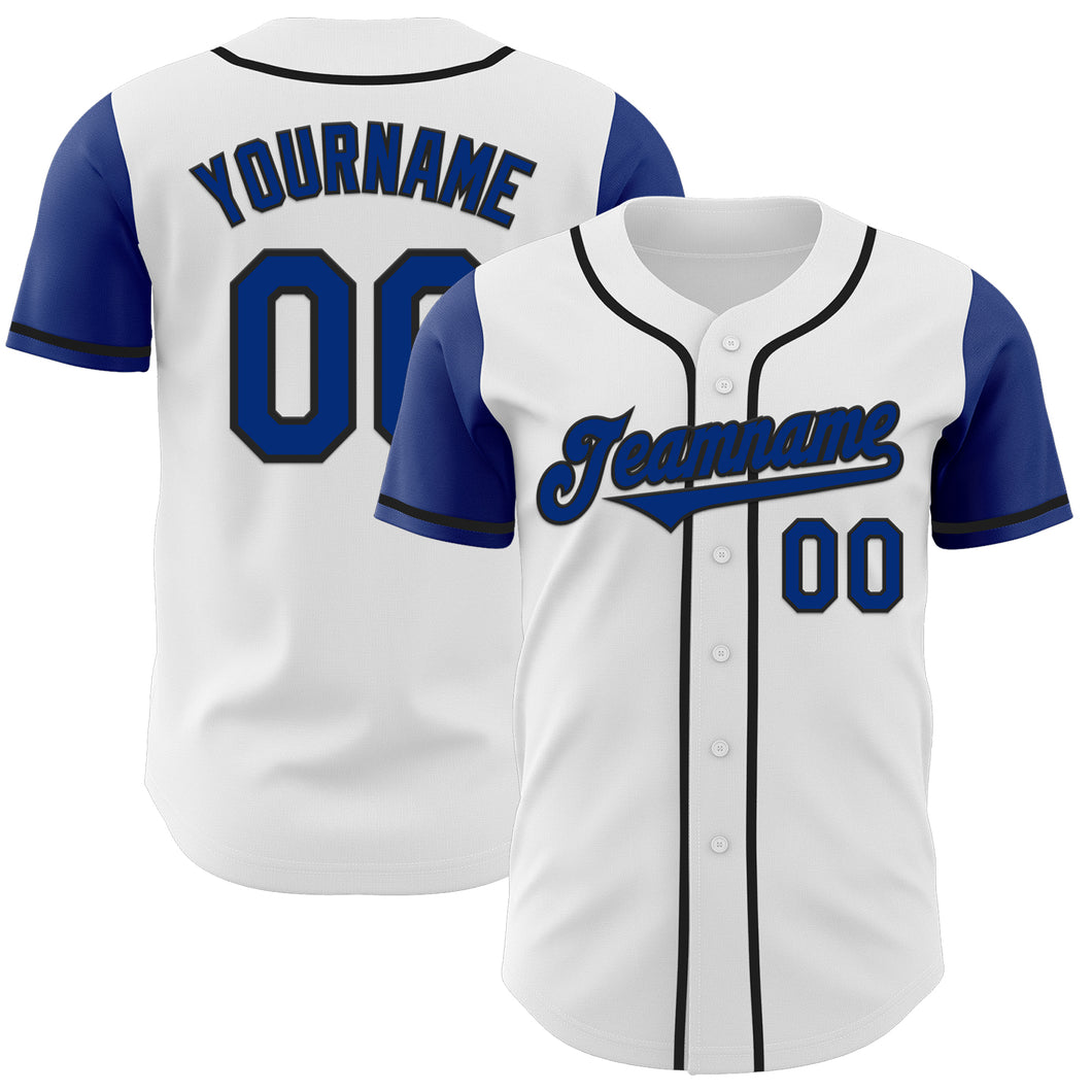 Custom White Royal-Black Authentic Two Tone Baseball Jersey