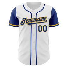 Laden Sie das Bild in den Galerie-Viewer, Custom White Royal-Gold Authentic Two Tone Baseball Jersey
