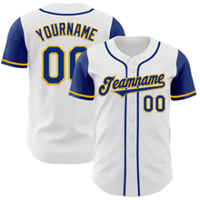 Laden Sie das Bild in den Galerie-Viewer, Custom White Royal-Gold Authentic Two Tone Baseball Jersey
