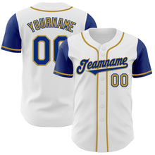 Laden Sie das Bild in den Galerie-Viewer, Custom White Royal-Old Gold Authentic Two Tone Baseball Jersey
