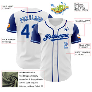 Custom White Royal-Light Blue Authentic Two Tone Baseball Jersey