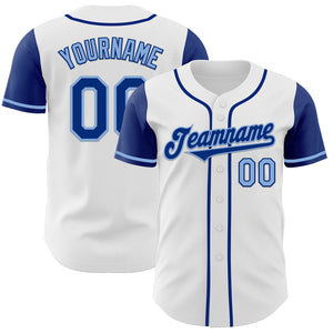 Custom White Royal-Light Blue Authentic Two Tone Baseball Jersey