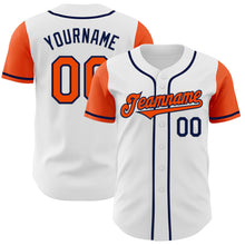 Load image into Gallery viewer, Custom White Orange-Navy Authentic Two Tone Baseball Jersey
