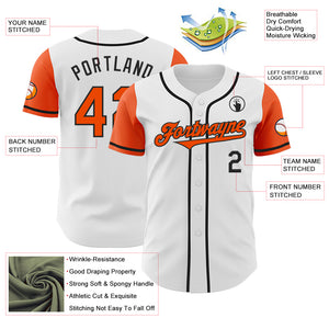 Custom White Orange-Black Authentic Two Tone Baseball Jersey