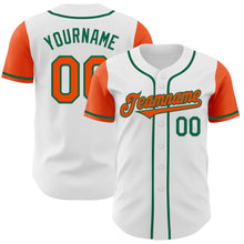 Load image into Gallery viewer, Custom White Orange-Kelly Green Authentic Two Tone Baseball Jersey
