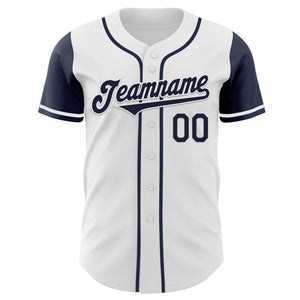 Custom White Navy Authentic Two Tone Baseball Jersey