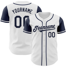 Загрузить изображение в средство просмотра галереи, Custom White Navy Authentic Two Tone Baseball Jersey
