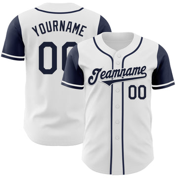 Custom White Navy Authentic Two Tone Baseball Jersey