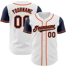 Загрузить изображение в средство просмотра галереи, Custom White Navy-Orange Authentic Two Tone Baseball Jersey
