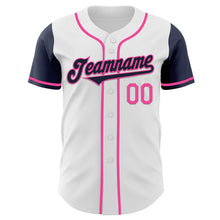 Загрузить изображение в средство просмотра галереи, Custom White Navy-Pink Authentic Two Tone Baseball Jersey
