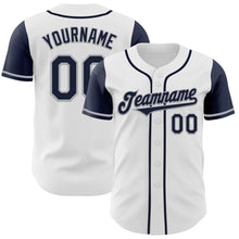 Загрузить изображение в средство просмотра галереи, Custom White Navy-Gray Authentic Two Tone Baseball Jersey
