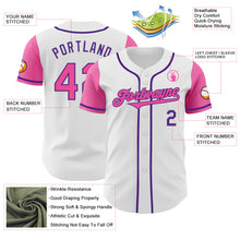 Load image into Gallery viewer, Custom White Pink-Purple Authentic Two Tone Baseball Jersey
