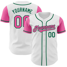 Загрузить изображение в средство просмотра галереи, Custom White Pink-Kelly Green Authentic Two Tone Baseball Jersey
