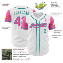 Load image into Gallery viewer, Custom White Pink-Teal Authentic Two Tone Baseball Jersey
