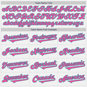 Custom White Pink-Teal Authentic Two Tone Baseball Jersey