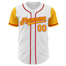 Laden Sie das Bild in den Galerie-Viewer, Custom White Gold-Red Authentic Two Tone Baseball Jersey
