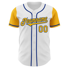 Laden Sie das Bild in den Galerie-Viewer, Custom White Gold-Royal Authentic Two Tone Baseball Jersey
