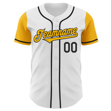 Laden Sie das Bild in den Galerie-Viewer, Custom White Gold-Black Authentic Two Tone Baseball Jersey
