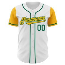 Laden Sie das Bild in den Galerie-Viewer, Custom White Gold-Kelly Green Authentic Two Tone Baseball Jersey
