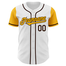 Laden Sie das Bild in den Galerie-Viewer, Custom White Gold-Brown Authentic Two Tone Baseball Jersey
