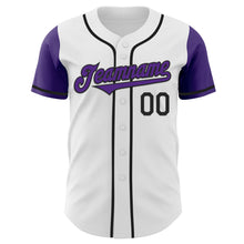 Charger l&#39;image dans la galerie, Custom White Purple-Black Authentic Two Tone Baseball Jersey
