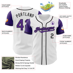 Custom White Purple-Black Authentic Two Tone Baseball Jersey