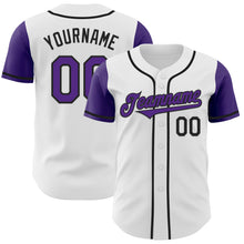 Charger l&#39;image dans la galerie, Custom White Purple-Black Authentic Two Tone Baseball Jersey
