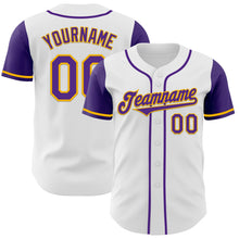 Charger l&#39;image dans la galerie, Custom White Purple-Gold Authentic Two Tone Baseball Jersey
