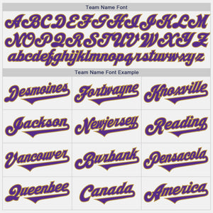 Custom White Purple-Old Gold Authentic Two Tone Baseball Jersey