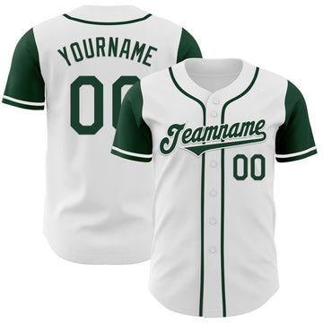 Custom White Green Authentic Two Tone Baseball Jersey