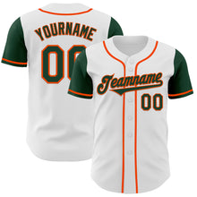 Load image into Gallery viewer, Custom White Green-Orange Authentic Two Tone Baseball Jersey
