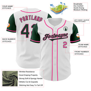 Custom White Green-Pink Authentic Two Tone Baseball Jersey